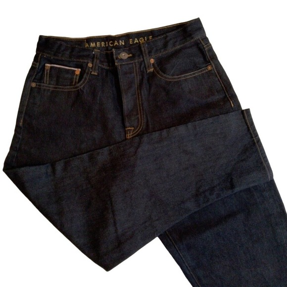 American Eagle Outfitters Other - American Eagle Mens 29 X 30 Relaxed Taper Leg Blue Jeans Dark Wash Button Fly